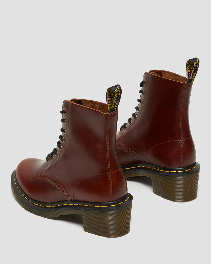 Botas de Tacon Dr Martens Clemency Cuero Tacón Mujer Marrom | MX 631YXF